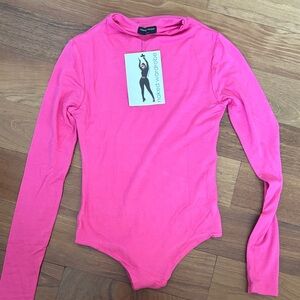 naked wardrobe Neon Pink Long Sleeve Bodysuit